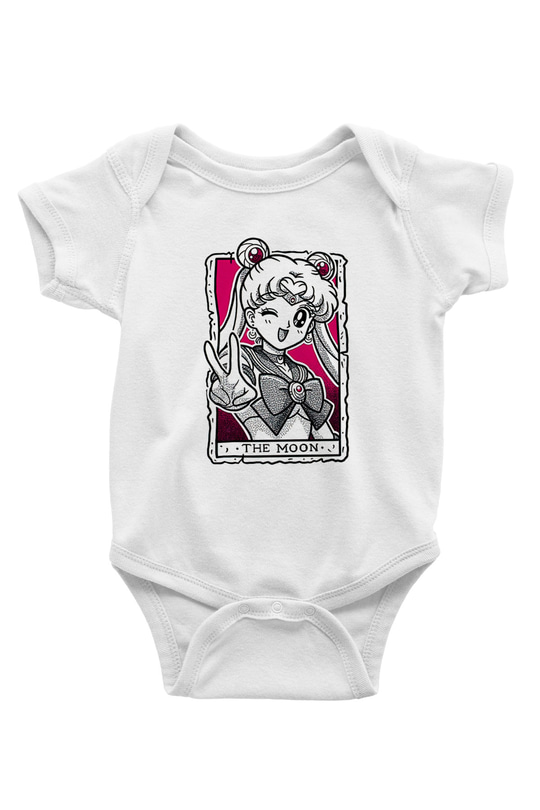 Sailor Moon Baskılı Beyaz Unisex Bebek Body - Zıbın
