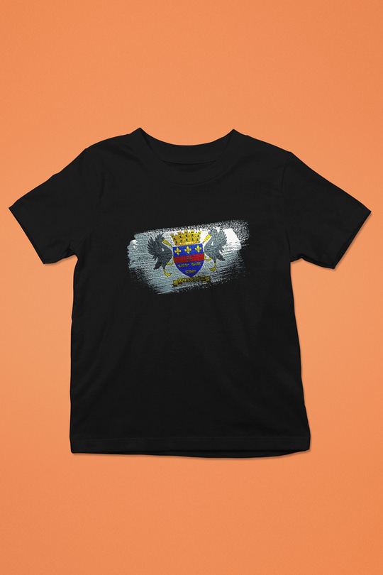 Saint Barthelemy Bayrağı Baskılı Unisex Siyah Çocuk Tişörtü