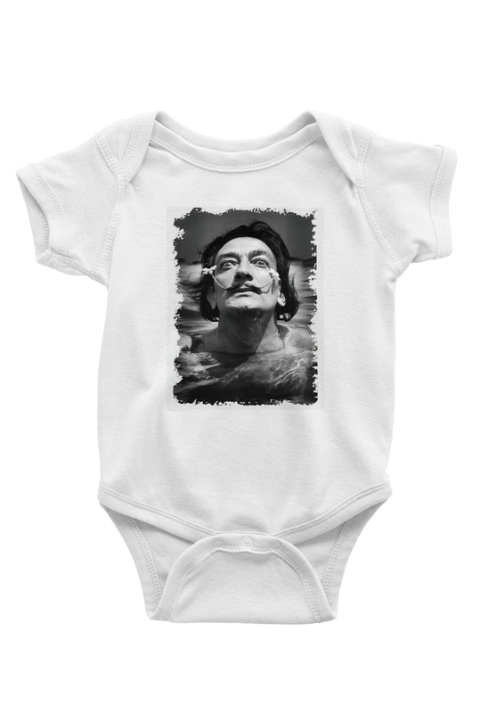 Salvador Dali Baskılı Beyaz Unisex Bebek Body - Zıbın