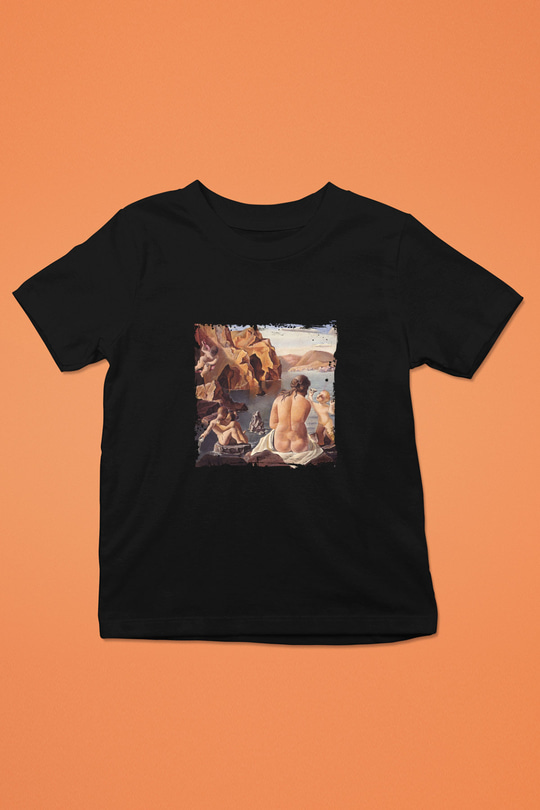 Salvador Dali Baskılı Unisex Siyah Çocuk Tişört