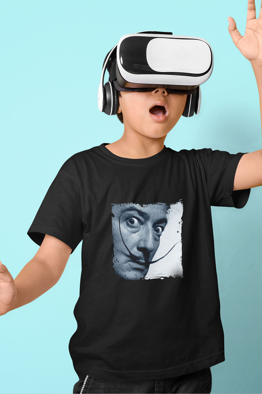 Salvador Dali Baskılı Unisex Siyah Çocuk Tişört