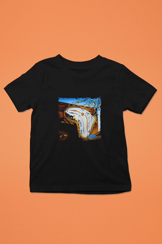 Salvador Dali Baskılı Unisex Siyah Çocuk Tişört