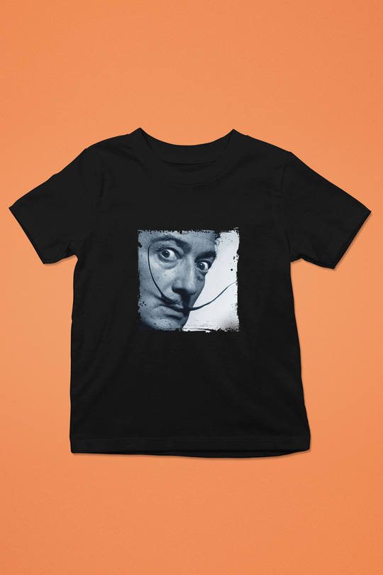 Salvador Dali Baskılı Unisex Siyah Çocuk Tişört