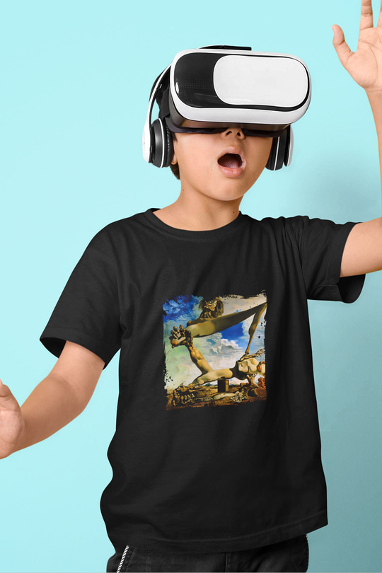Salvador Dali Baskılı Unisex Siyah Çocuk Tişört