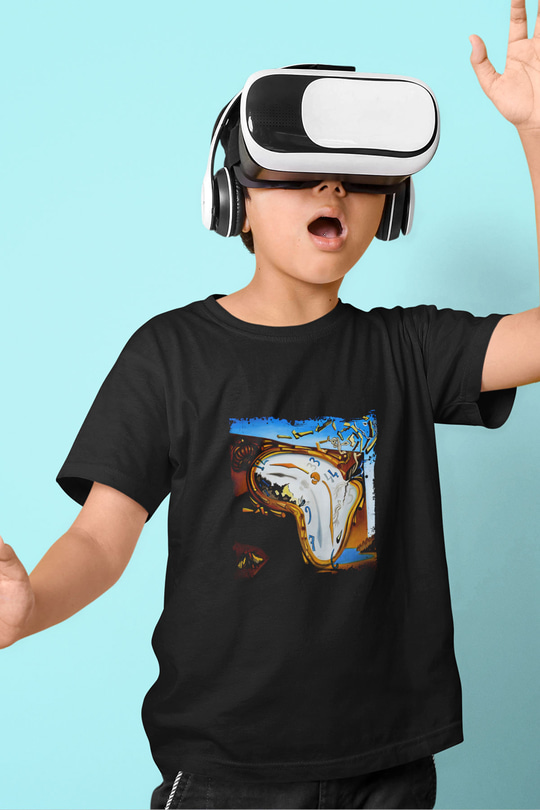 Salvador Dali Baskılı Unisex Siyah Çocuk Tişört