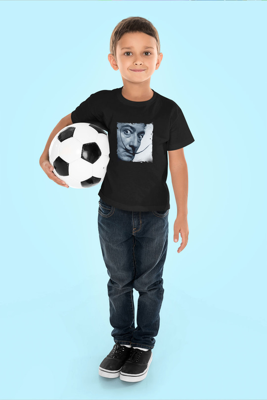 Salvador Dali Baskılı Unisex Siyah Çocuk Tişört