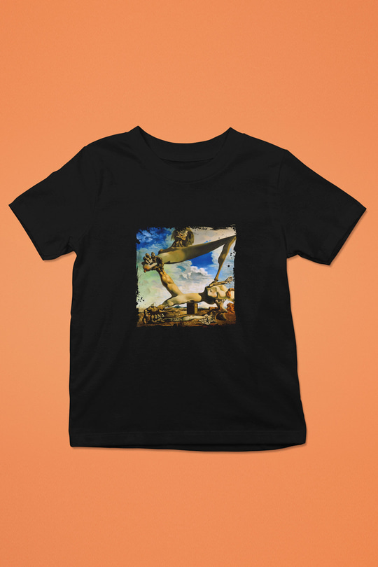 Salvador Dali Baskılı Unisex Siyah Çocuk Tişört