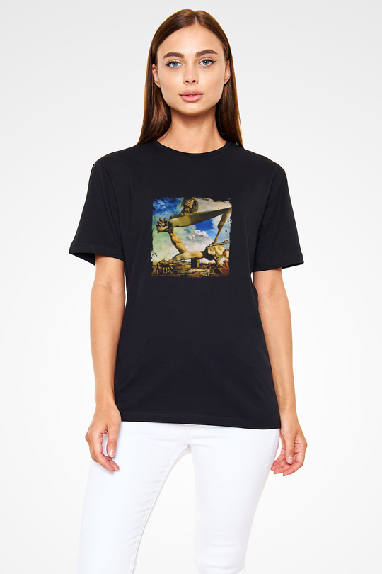 Salvador Dali Baskılı Unisex Siyah Tişört