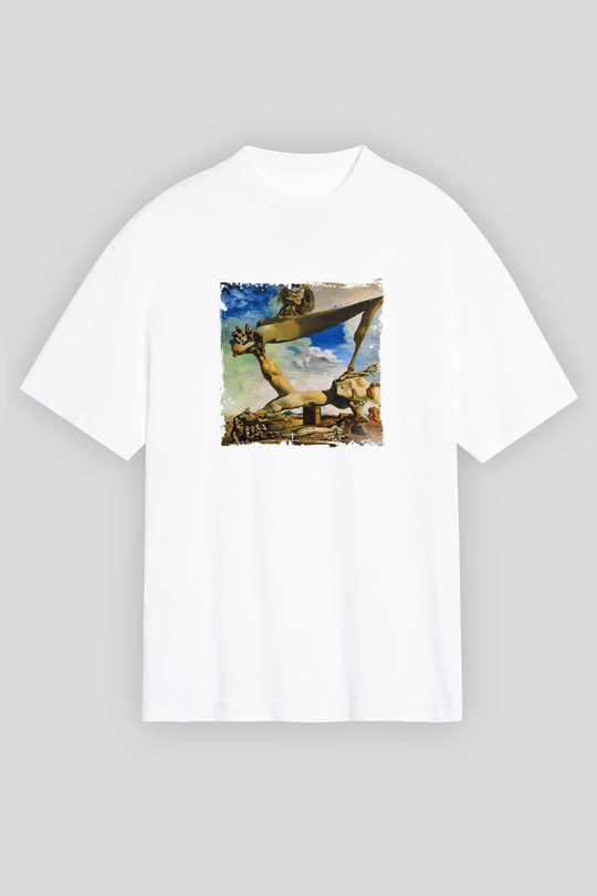 Salvador Dali Oversize Baskılı Beyaz Tişört