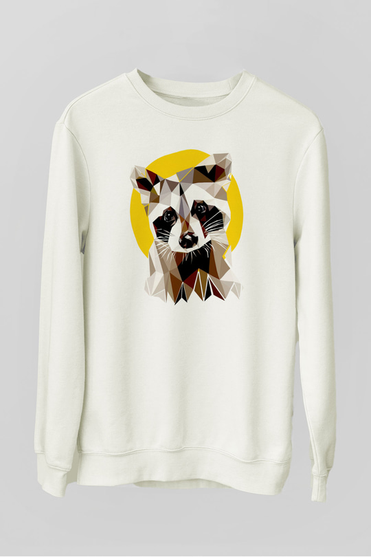 Samur Baskılı Unisex Beyaz  Sweatshirt