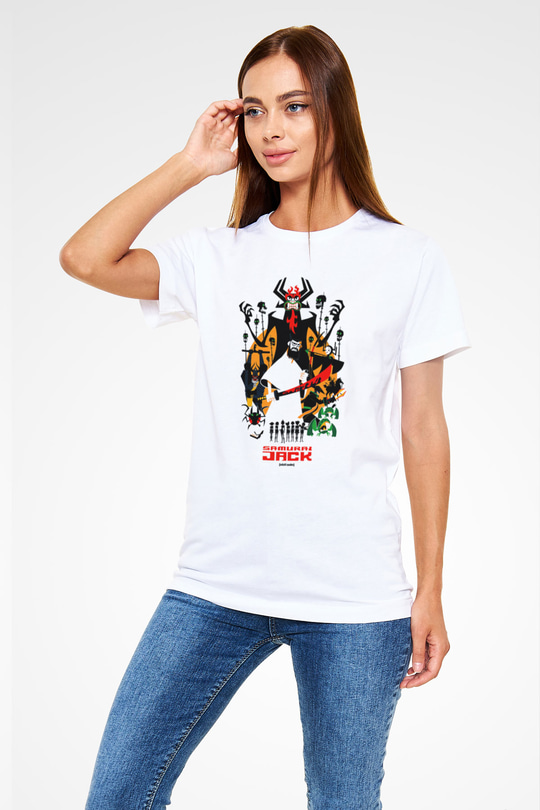 Samurai Jack Beyaz Unisex Tişört T-Shirt