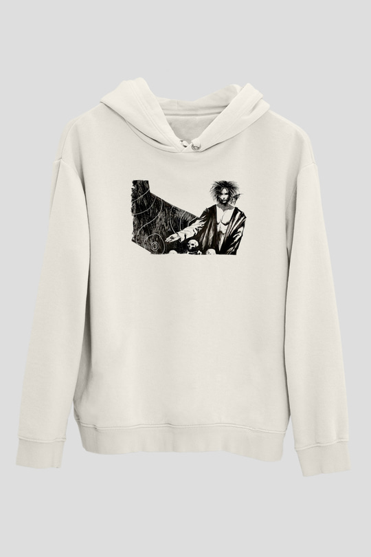 Sandman Baskılı Beyaz Unisex Hoodie