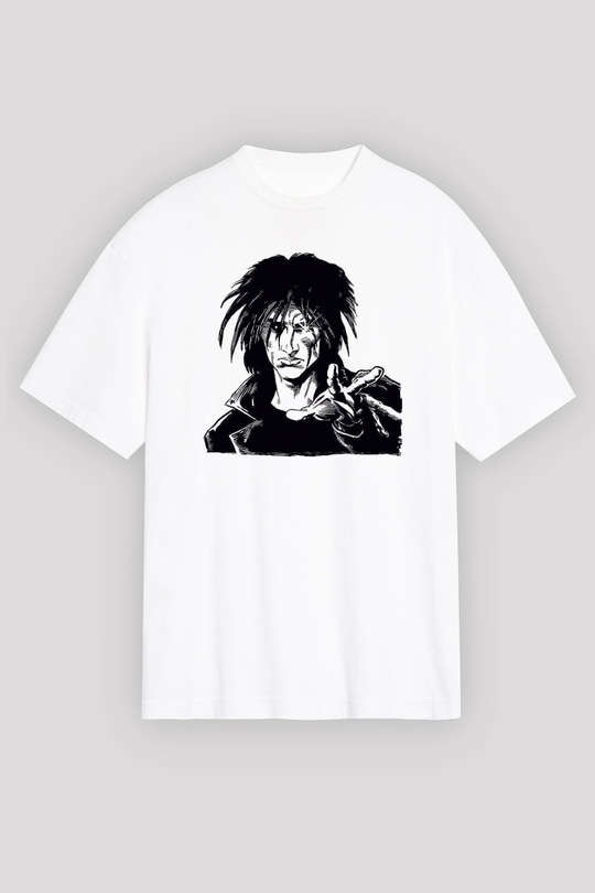 Sandman Baskılı Beyaz Unisex Oversize Tişört - Tshirt