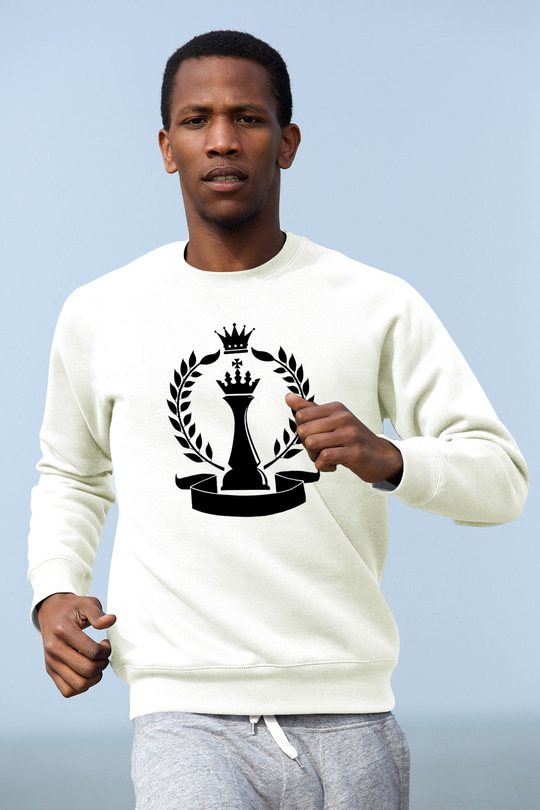 Satranç Beyaz Unisex Sweatshirt