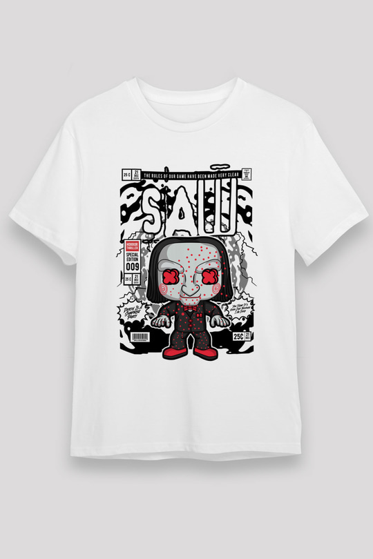 SAW - Billy Baskılı Unisex Beyaz Tişört