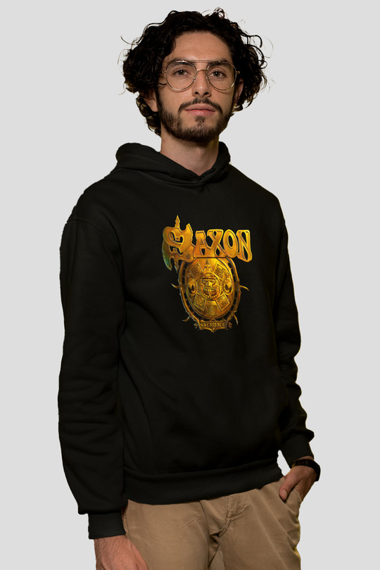 Saxon Siyah Unisex Kapşonlu Sweatshirt