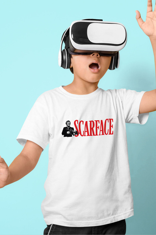 Scarface Baskılı Beyaz Unisex Çocuk Tişört
