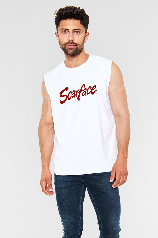Scarface Beyaz Unisex Kolsuz Tişört