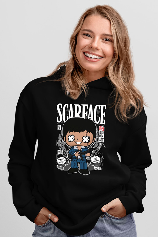Scarface Tony Montana Baskılı Unisex Siyah Hoodie