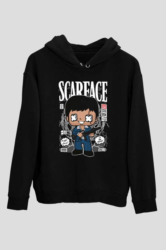 Scarface Tony Montana Baskılı Unisex Siyah Hoodie