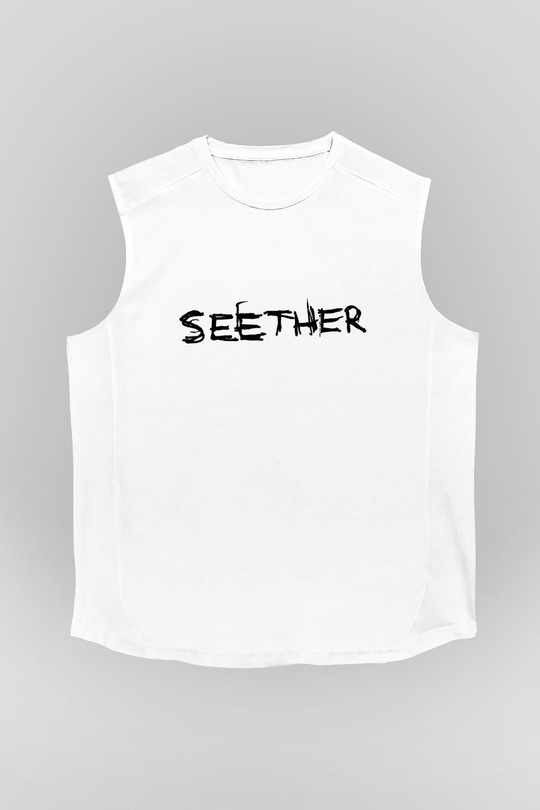 Seether Beyaz Unisex Kolsuz Tişört