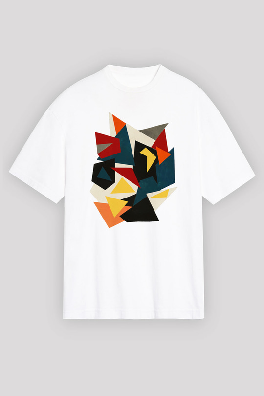 Şekil Beyaz Unisex Oversize Tişört T-Shirt