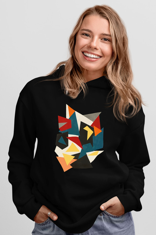 Şekil Siyah Unisex Hoodie
