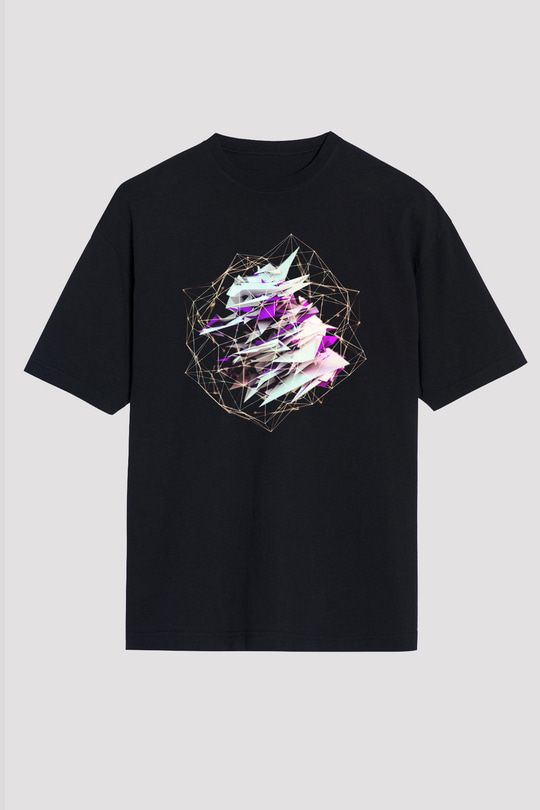 Şekil Siyah Unisex Oversize Tişört T-Shirt