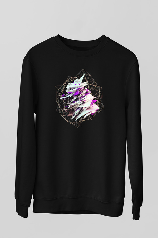 Şekil Siyah Unisex Sweatshirt