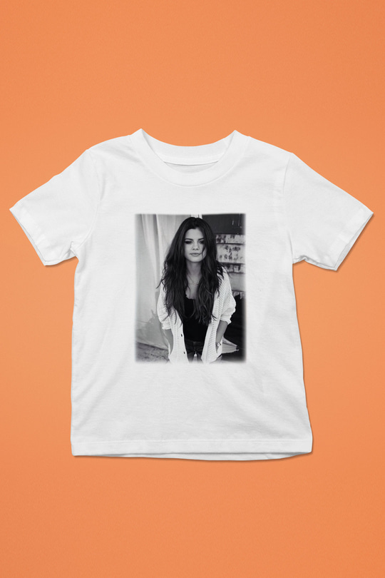 Selena Gomez Baskılı Beyaz Unisex Çocuk Tişört