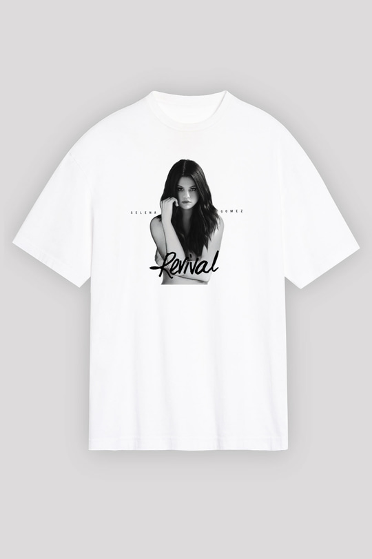 Selena Gomez Beyaz Unisex Oversize Tişört T-Shirt