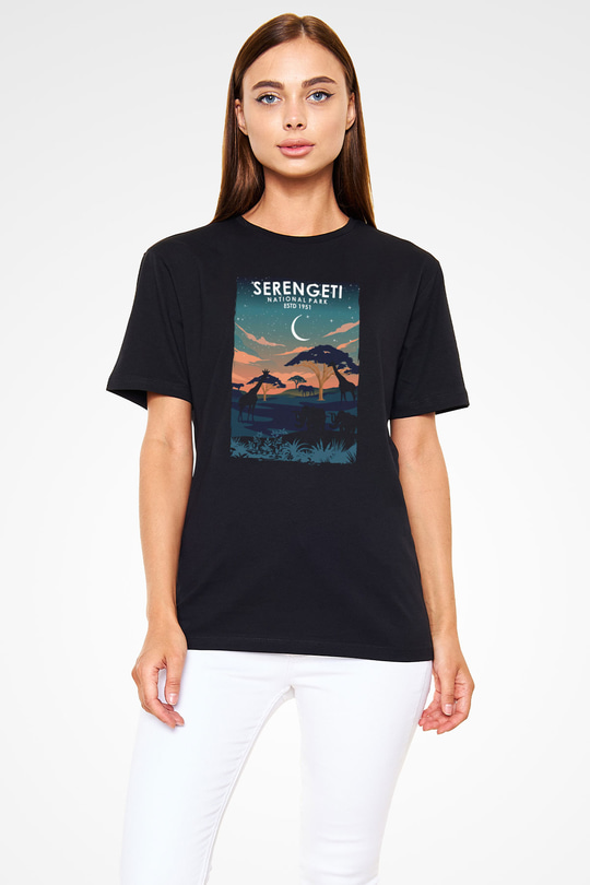 Serengeti Milli Park Siyah Unisex Tişört T-Shirt - TişörtFabrikası