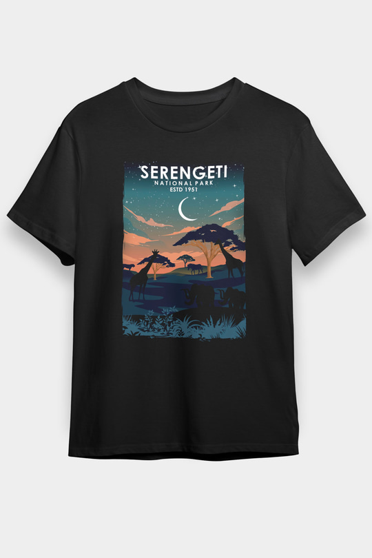 Serengeti Milli Park Siyah Unisex Tişört T-Shirt - TişörtFabrikası