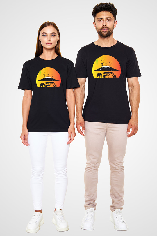 Serengeti Milli Park Siyah Unisex Tişört T-Shirt - TişörtFabrikası