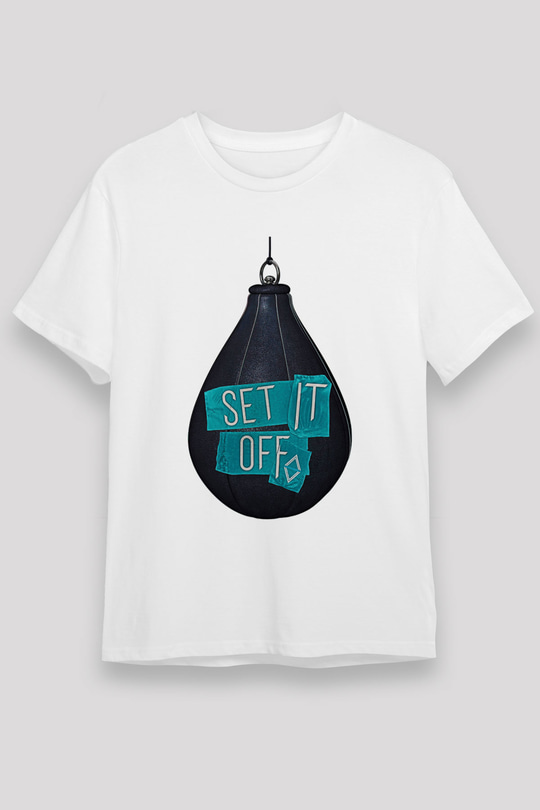 Set it off  Baskılı Unisex Beyaz Tişört - Tshirt