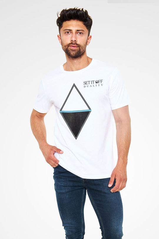Set it off  Baskılı Unisex Beyaz Tişört - Tshirt