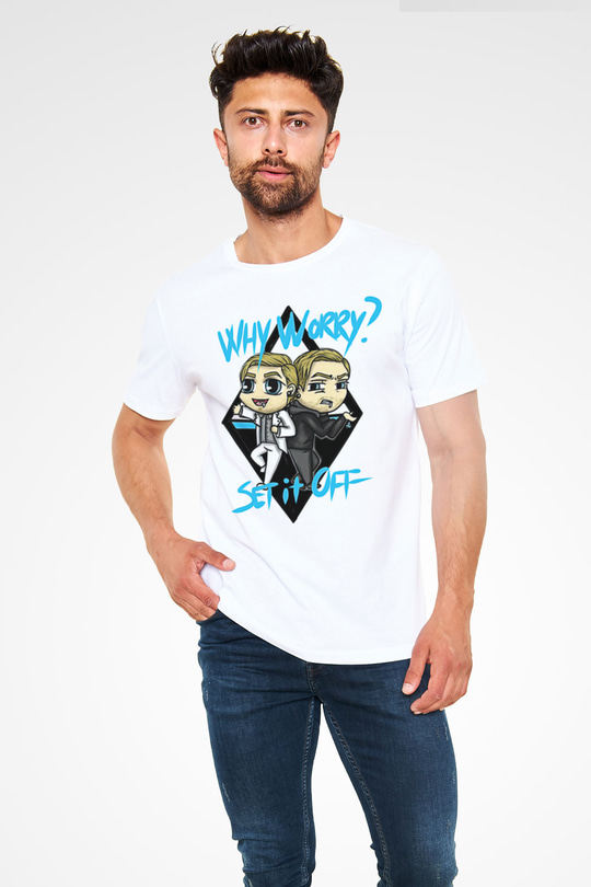 Set it off  Baskılı Unisex Beyaz Tişört - Tshirt
