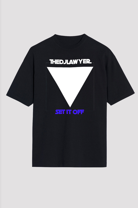 Set it off Baskılı Unisex Siyah Oversize Tişört - Tshirt