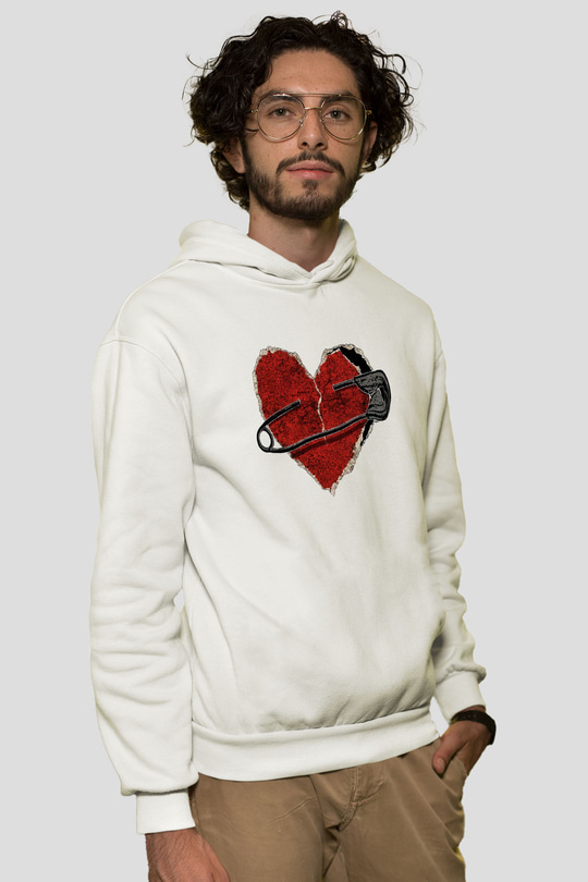 Sevgililer Günü Beyaz Unisex Hoodie