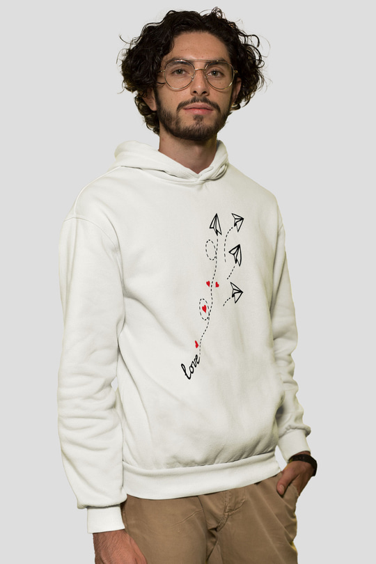 Sevgililer Günü Beyaz Unisex Hoodie