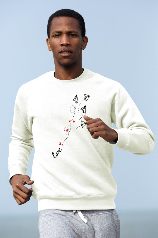 Sevgililer Günü Beyaz Unisex Sweatshirt