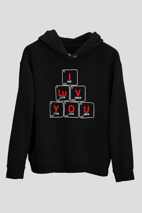 Sevgililer Günü Siyah Unisex Hoodie