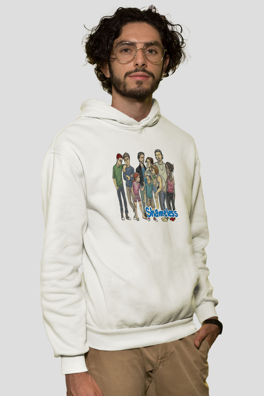 Shameless Baskılı Beyaz Unisex Hoodie
