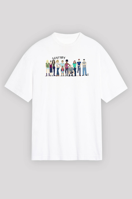 Shameless Baskılı Beyaz Unisex Oversize Tişört - Tshirt