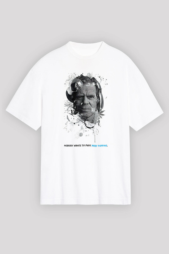 Shameless Baskılı Beyaz Unisex Oversize Tişört - Tshirt