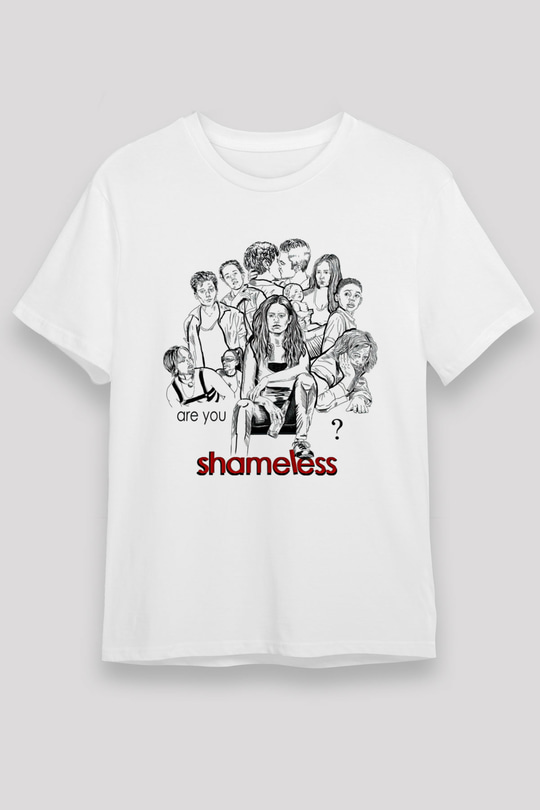 Shameless Unisex Baskılı Beyaz Tişört - Tshirt