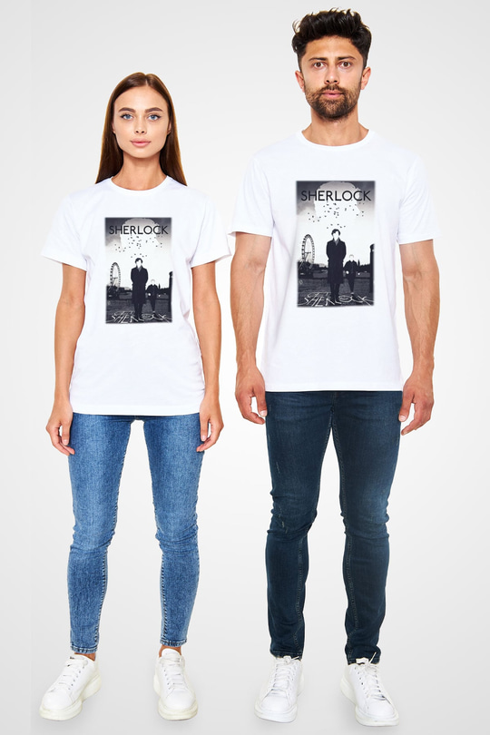 Sherlock Beyaz Unisex Tişört T-Shirt