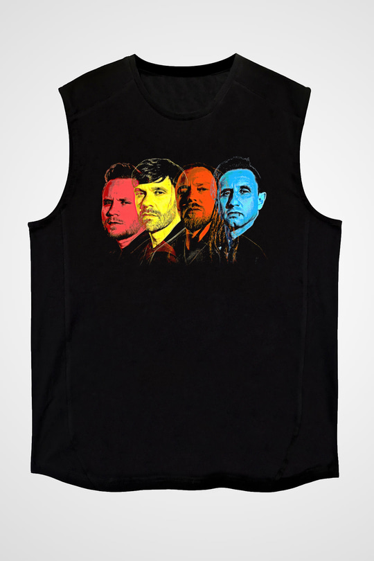 Shinedown Baskılı Unisex Siyah Kolsuz Tişört - Tshirt
