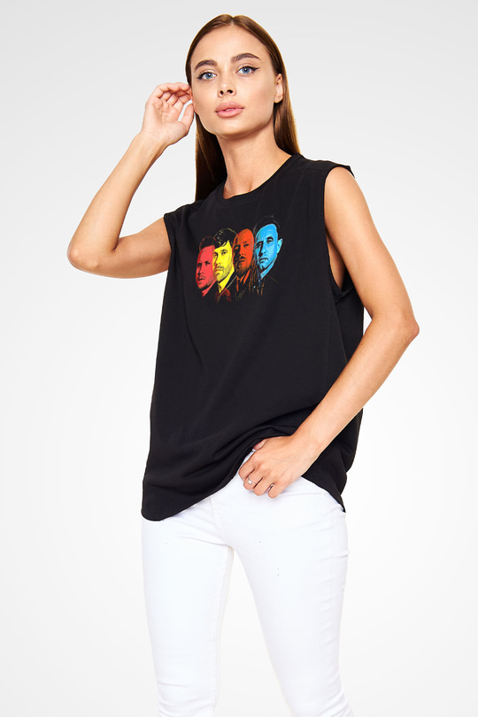 Shinedown Baskılı Unisex Siyah Kolsuz Tişört - Tshirt