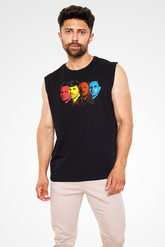 Shinedown Baskılı Unisex Siyah Kolsuz Tişört - Tshirt